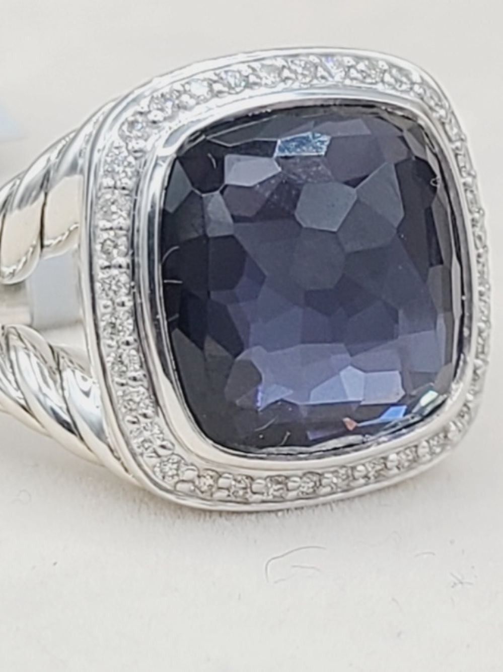 David Yurman Sterling Silver 14mm Albion , Black Orchid and Diamond